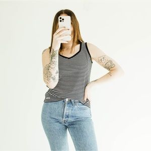 lauren ralph lauren black and white striped tank top